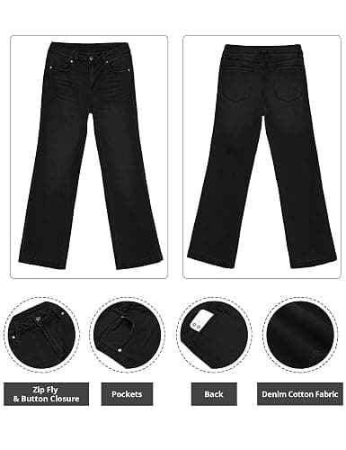 GRAPENT Womens Flare Jeans High Waisted Wide Leg Baggy Jean for Women Stretch Denim Pants thumbnail 7