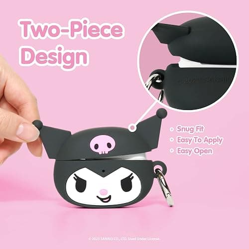 iFace Hello Kitty and Friends Cute Case [ Compatible with AirPods Pro 2 ] - Kawaii Silicone Protective Cover [Carabiner Clip Included] [Wireless Charging Compatible] – Kuromi thumbnail 5