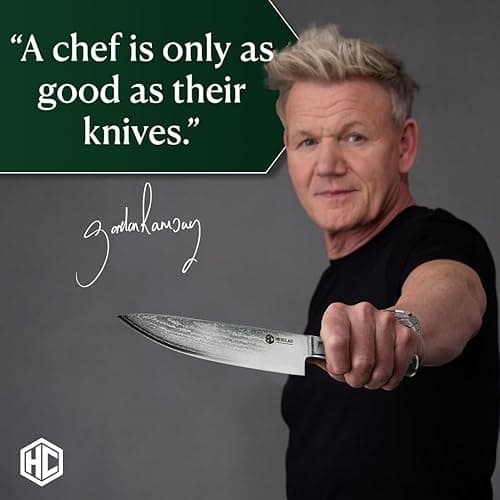 HexClad Chef's Knife, 8-Inch Japanese Damascus Stainless Steel Blade, Pakkawood Handle - 8-Inch Chef's Knife thumbnail 2