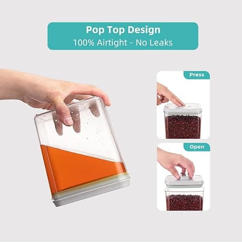 Ankou Pop Airtight Food Storage Containers with Lids for Kitchen Pantry Organizing Stackable Container for Cereal Snack Flour Sugar Coffee Spaghetti -12 Pcs(1.2, 2.0, 2.7, 3.3qt)*3 thumbnail 4