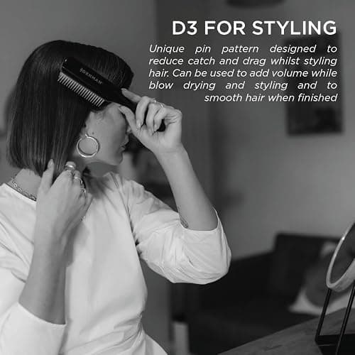 Denman Curly Hair Brush D3, 7 Row Styling Brush for Detangling, Separating, Shaping and Defining Curls - For Women and Men - Black thumbnail 4