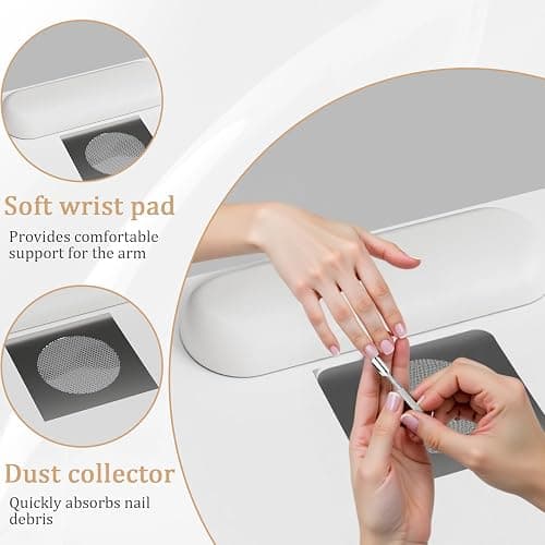 Annzoe Professional Nail Desk for Nail Tech with Storage Cabinet and Fan – Modern Nail Table for Salon, Nail Tech Table with Drawer, Armrest & Dust Collector,Manicure Table Nail Desk thumbnail 6