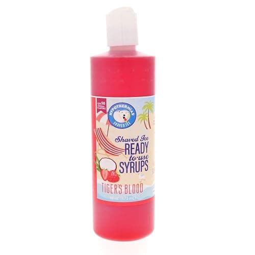 Hypothermias Shaved Ice & Snow Cone Syrup Variety Pack - 6 Pints (16 Fl. Oz.) - Tiger's Blood, Blue Raspberry, Lemon, Orange, Wedding Cake & Pink Cotton Candy - Non-GMO 100% Pure Cane Sugar thumbnail 2