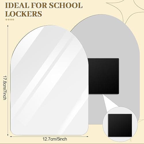 Yalikop Magnetic Locker Mirror 7" x 5" Small Mirror for Locker(Arch) | with 2 Magnetic Backing, Acrylic, Glassless Safety, Frameless, for School Locker, Bathroom, Workshop Toolbox, Office Cabinet thumbnail 3