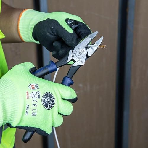 Klein Tools J213-9NE Side Cutter Linemans Pliers, Made in USA, High Leverage, 9-Inch, Streamlined Design, Color Coded thumbnail 3