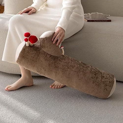 Shapeazy Mushroom Tree Log Pillow - Long Cylinder Decorative Throw Pillow for Couch, Sofa & Bed, Modern Chic Nature-Themed Pillow, Woodland Stump Accent Pillow for Living Room, Nursery, Home Decor thumbnail 6