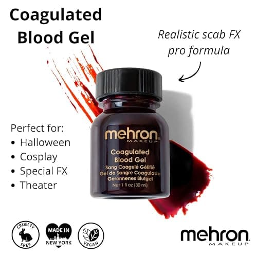 Mehron Makeup Coagulated Blood - 1 Fl oz, Fake Scab Blood Makeup | Professional Thick Blood. Washable Fake Blood for Special FX, Theater, Halloween, & Cosplay. Vegan & Made in the USA. thumbnail 3