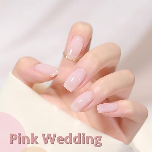 GAOY Jelly Nude Gel Nail Polish, 16ml Sheer Pink Translucent Gel Polish, UV Light Cure for Nail Art DIY, 1710 Pink Wedding thumbnail 3