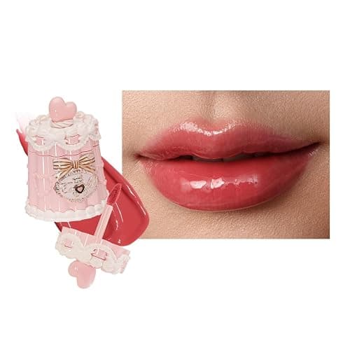 Flower Knows The Sweetie Bear Coating Lip Jelly, Juicy Cherry Rose | Balm-Infused Hydrating Serum Formula, Sheer Glossy Finish, Vegan (JE06 Strawpop) - Image 1