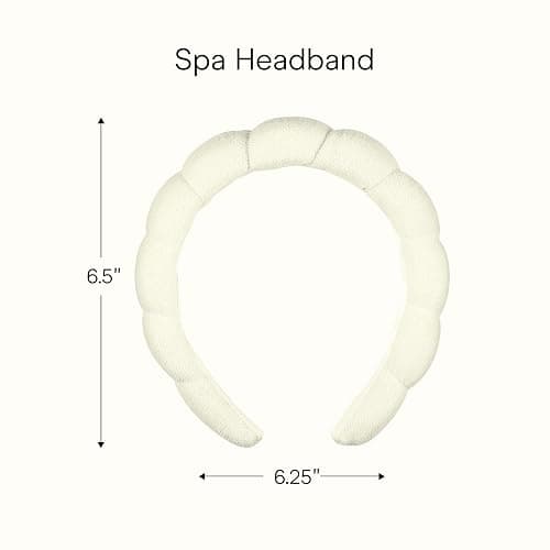 Conair Spa Makeup and Face Washing Headband, Ultra-Absorbent Microfiber Skincare Headband, Soft Terry Cloth, No-Pull Band Gentle on Hair and Head, Bubble Design, Ivory thumbnail 6