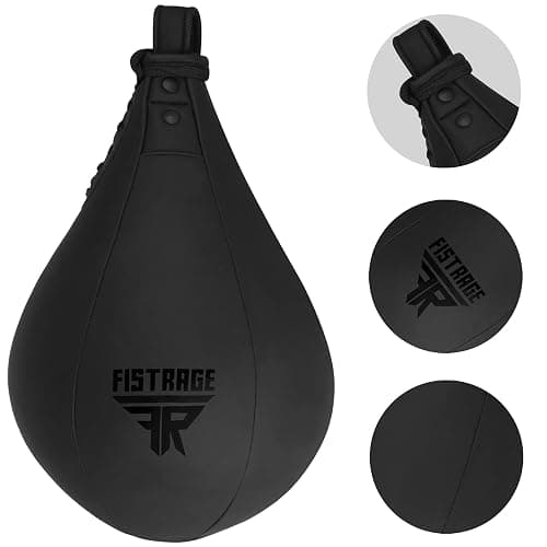 FISTRAGE Speed Bag Boxing Ball Leather MMA Muay Thai Training Punching Dodge Striking Kit with Free Hanging Swivel Workout Speedball Kicking Platform Equipment thumbnail 4