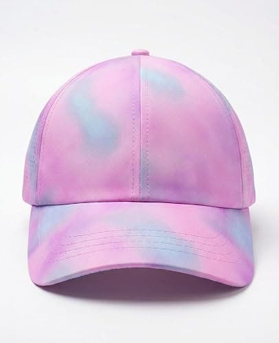 New Updated Little Girls Criss Cross Ponytail Hat Reflective Baseball Cap Waterproof Quick Dry Sports Hats for Kids Age 3-8 thumbnail 2
