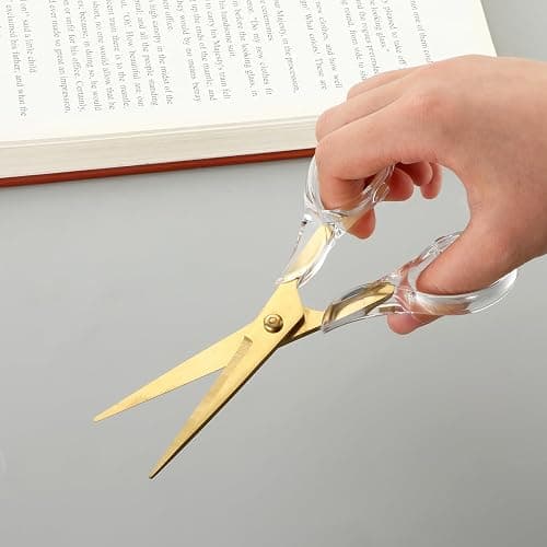 Heavy Duty Gold Craft Scissors - Clear Acrylic Professional Shears for Home, School, Office, Paper, Fabric thumbnail 7