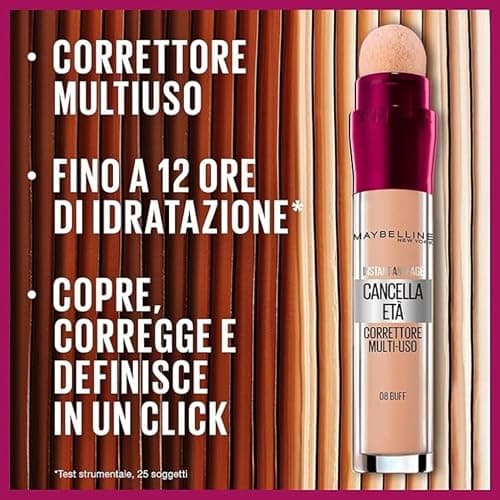 Maybelline New York Correttore Multi-Uso, Idratante e con Coprenza Modulabile, Imperfezioni e Occhiaie Coperte, Con Bacche di Goji e Haloxyl, Cancella Età, Tonalità: 01 Light, 6,8 ml thumbnail 4