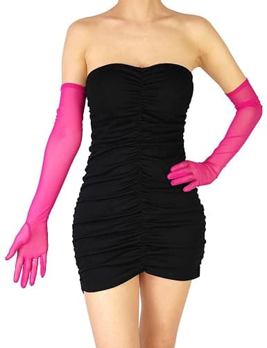 XXDingbs Women's 1920s Flapper Extra Long Sheer Opera Gloves Mesh Tulle Gloves for Bridal Christmas Costume Party Dance thumbnail 4