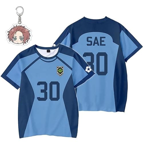 Blue Lock Jersey Rin Nagi Blue Lock Shirt Anime Costume Bachira Cosplay Shido Casual Manga T-Shirt - Image 1