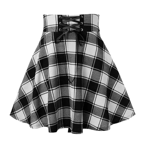 IDEALSANXUN Gothic Plaid Mini Skirts for Women Short High Waist Plaid Skirts - Image 1