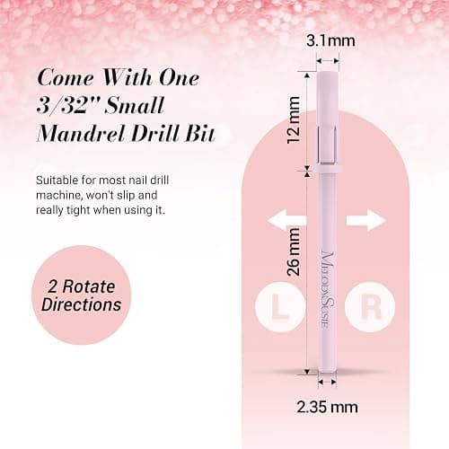 MelodySusie 50Pcs Nail Drill Bits Small Sanding Bands 180 Grit Pink | 180 Fine, 3.1mm Mandrel Bit, 3/32''for Nail Drill, Manicures and Pedicures thumbnail 7