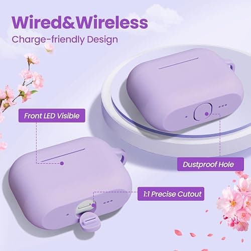 Case for Airpods Pro 3 Cover for Men Women Girl, Compatible Airpods Pro 3rd Generation Case, Soft Silicone Apple iPod Pro 3 Gen Protective Cover Skin with Keychain Cleaner Pen, Purple thumbnail 5