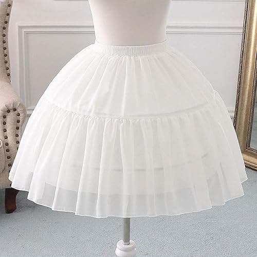 only y Jupon Vintage Petticoat für Hochzeit - Crinoline Unterrock für Damen und Mädchen Kurzer Stil - 2-Kreise 2-Lagen (Weiß) thumbnail 3