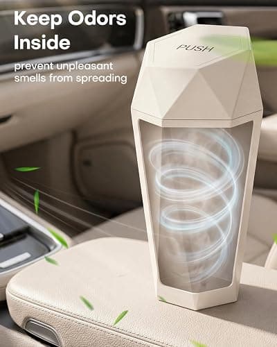 HOTOR Car Trash Can with Lid, Leakproof, Beige, 2 Pack | Car Accessories for Interior, Garbage Can with 30 Attached Trash Bags, Multipurpose Organizer and Storage for Home & Office thumbnail 5
