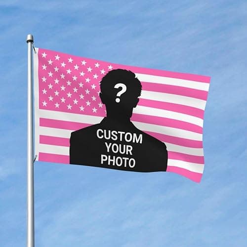 Generic Custom 3x5 Ft American Flag with Photo Text Personalized Funny Flag for Room Custom Pink Tapestry thumbnail 9