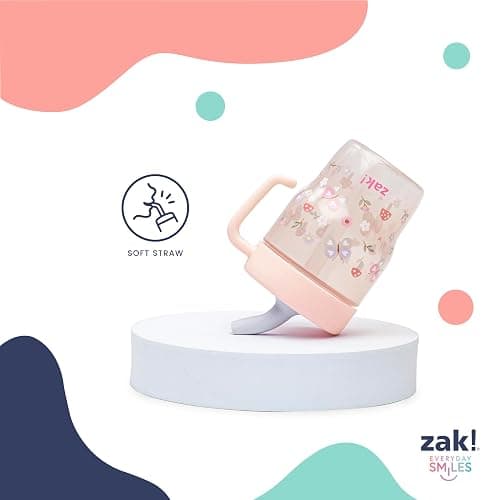 Zak Designs Capri Toddler Tumbler For Travel or At Home, 10oz 2-Pack Durable Plastic Sippy Cups With Handle and Leak-Proof Design are Perfect For Kids (Springtime, Pink) thumbnail 6