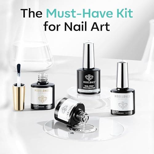 modelones Nail Dehydrator and Primer with Gel Base & Top Coat Set, Acid Free Acrylic Supplies Primer Glossy Gel Nail Polish Nail Thickening Solution Top Coat thumbnail 2