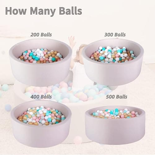 Foam Ball Pit for Toddlers, 35 Inch Baby Ball Pit Soft Round and Easy to Set or Clean, Baby Playpen Ball Pool is Ideal Gift for Kids-Balls NOT Included thumbnail 6