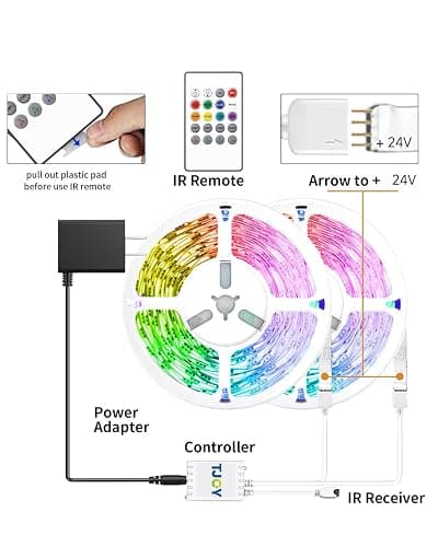 TJOY 100FT Smart Led Strip Lights for Bedroom Alexa Compatible Wireless RGB | Music Sync, RGB Color Changing Lights for Room Decor(APP+Remote+Voice control) thumbnail 7
