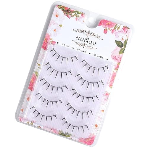 Emotao Japanese Style False Eyelashes Makeup Manga Lashes Cosplay Anime Eyelash Lashes Doll Eye Natural 5 Pairs Asian False Eyelashes Pack Look Like Individual (M9-01B) thumbnail 6