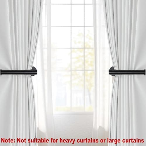 4pcs Curtain Holdbacks, Screw-in Curtain Tiebacks Curtain Tie Backs Curtain Holders for Wall Mounted Curtain Pull Backs for Drapes, Curtain Side Holders Hooks, 304 Stainless Steels, Black thumbnail 5