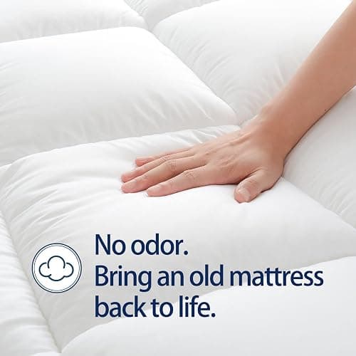 Mattress Topper Queen for Back Pain, Extra Thick Mattress Pad Cover, Plush Pillow Top, Deep Elastic Pocket, White thumbnail 4