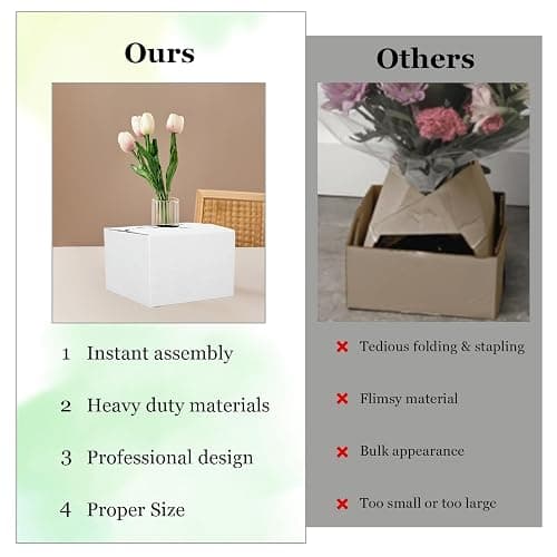 tonchean 100PCS Cardboard Delivery Boxes for Florists, Quick Fold Florist Delivery Box, Flower and Vase Boxes for Secure Floral Arrangements During Transport thumbnail 6