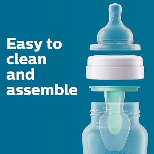 Philips Avent Anti-Colic Baby Bottle with AirFree Vent, Medium Flow, 9 oz | AirFree Vent Bottle for Colic, Gas & Reflux Concerns, Flow 2 for Growing Babies, Easy to Clean and Assemble, BPA-Free thumbnail 6