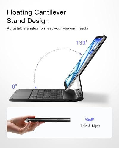 Inateck Magnetic Keyboard Case for iPad Air 11 Inch M3 2025/M2 2024, Air 5/4 Gen 10.9 Inch, Magic Keyboard for iPad Pro 11" 4/3/2/1 Gen, Floating Cantilever Stand, 7-Color Backlight, with Trackpad thumbnail 3