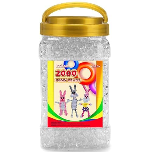 Iooleem Pony Beads(2000pcs Clear Transparent Pony Beads), Beads for Bracelets Making, Beads for Crafts, Beading Supplies, Friendship Bracelets Making. - Image 1