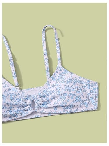 QJQ Girl's 2 Piece Swimsuits Disty Floral Ring Linked Bathing Suit Cute Bikini Sets thumbnail 5