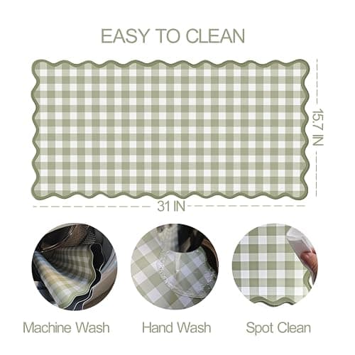 ohisxiacy Scalloped‌ Green Checkered Desk Mat Cute Pastel Large Gaming Mouse Pad Gingham Kawaii Cottagecore ‌Vintage‌ Girly Keyboard Computer Mat Aesthetic Desk Pad Accessories Office Decor for Women thumbnail 4