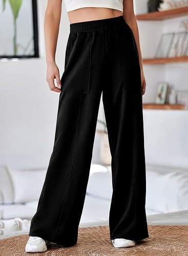 Aleumdr Women's Wide Leg Sweatpants Elastic High Waisted Long Pants Casual Loose Yoga Pants with Pockets 2025 thumbnail 2