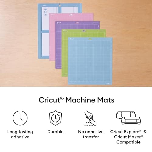 Cricut Cutting Mat Variety Pack (4 Count, 12in x 12in) - for Explore & Maker Machines - Includes 2 StandardGrip, 1 LightGrip, 1 StrongGrip thumbnail 5