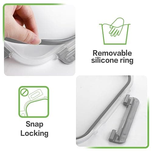 HOMBERKING 24pc Borosilicate Glass Food Storage Containers with Snap Locking Lids, Glass Meal Prep Containers, Airtight Lunch Boxes, Oven, Freezer and Dishwasher Safe, BPA Free, Kitchen Storage Set thumbnail 4