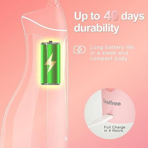 Oralfree Water flosser Teeth Picks - Dental Braces Cordless Oral Irrigator Portable Rechargeable Travel Irrigation Cleaner IPX7 Waterproof Electric Professional Flossing Teeth Cleaning for Home thumbnail 5