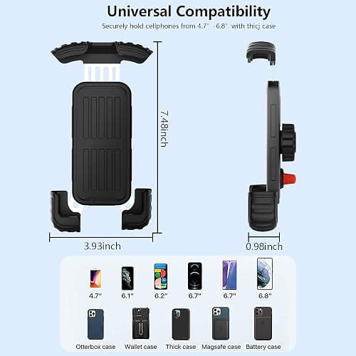 Marspeeder Bike Motorcycle Phone Mount,[Super Stable Metal] Bike Motorcycle Phone Holder with Security Lock, Bicycle Phone Mount with Soft Cushion & Adjustable Clip Compatible with 4.7''-6.8'' Phone thumbnail 7