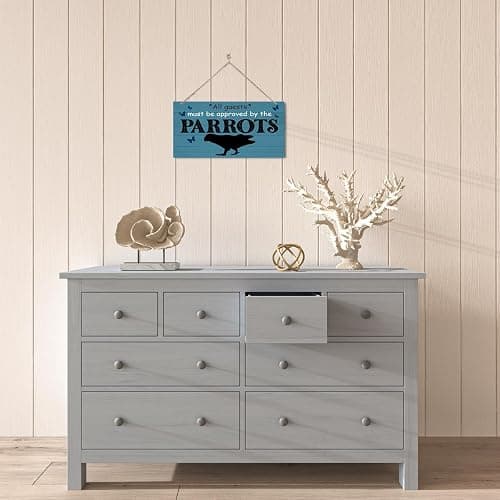 Parrots Sign, Novelty Door Sign, Decorative Wall Plaque, Parrots Home Decor, Welcome Decor for Front Door Porch Entryway, Pet Decoration, All Guests Must Be Approved By the Parrots sign thumbnail 2