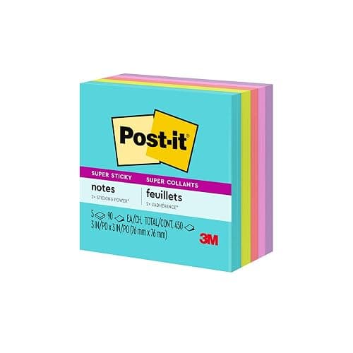 Post-it Super Sticky Notes, 5 Sticky Note Pads, 3 x 3 in., School Supplies, Office Products, Sticky Notes for Vertical Surfaces, Monitors, Walls and Windows, Supernova Neons Collection thumbnail 13