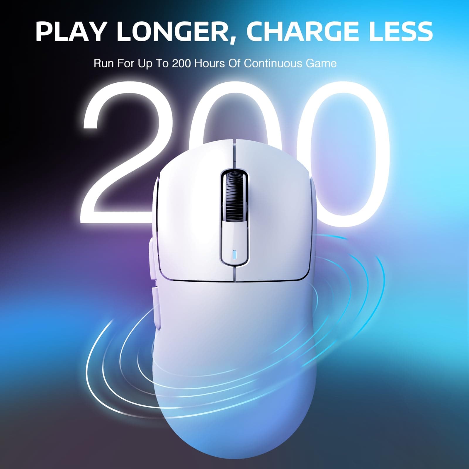 ATTACK SHARK X3 Lightweight Wireless Gaming Mouse with Tri-Mode 2.4G/USB-C Wired/Bluetooth,26K DPI, PAW3395 Optical Sensor,Kailh GM8.0 Switch,5 programmable Buttons for PC/Win/Mac(White) thumbnail 7