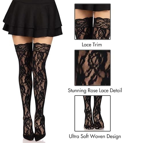Leg Avenue womens Lace Thigh High With Lace Top thumbnail 5