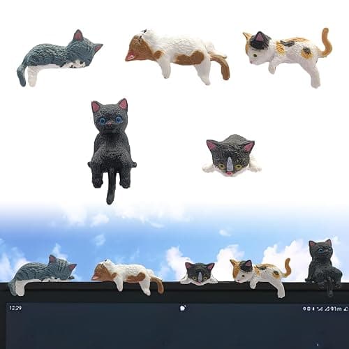 ABOTHGD 5 pcs Cute Cat Car Interior Accessories Dashboard & Rearview Mirror Decorations, Ornament for Cat Lovers Boys and Girls (Kitten) - Image 1