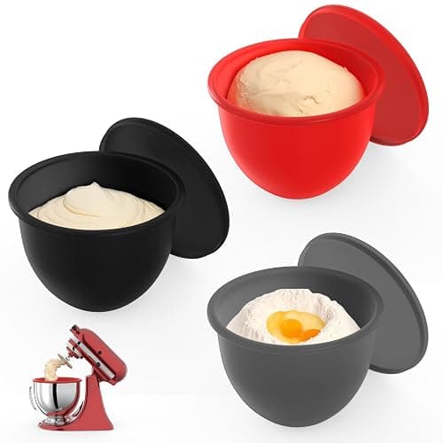 Uitwetu Silicone Liners for KitchenAid Tilt-Head 5QT Stand Mixers, Mixing Bowl Liner Replacement for Kitchen Aid 4.5-5 QT Mixer Attachments & Accessories, 3-Pack Liners with 3 Lids, Dishwasher Safe - Image 1